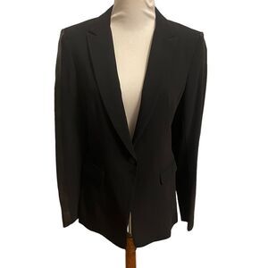 Rag & Bone Store Executive Black Lamb Leather Trimmed Single Button Blazer
